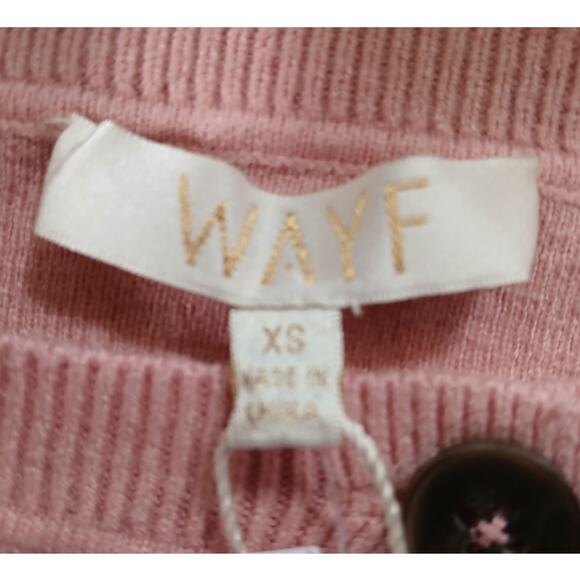 NWT WAYF Women's Pink Quarter Button Long Sleeve Sweater  XS - Picture 5 of 7